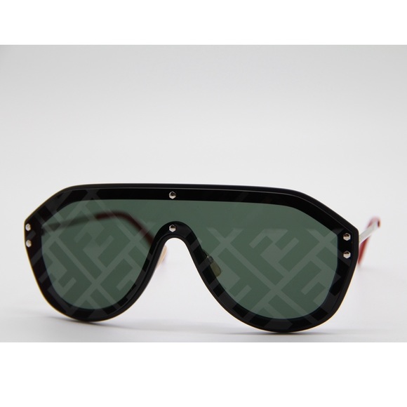 NEW FENDI FF M0039/G/S 807 BLACK SHIELD SUNGLASSES - Picture 8 of 11